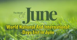 World National And International Days List in June